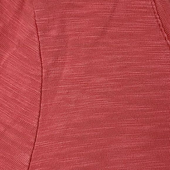 Chico's Ultimate Tee Revi Roll-Tab Slub Knit Top Party Punch Women's Coral Shirt - Picture 5 of 9